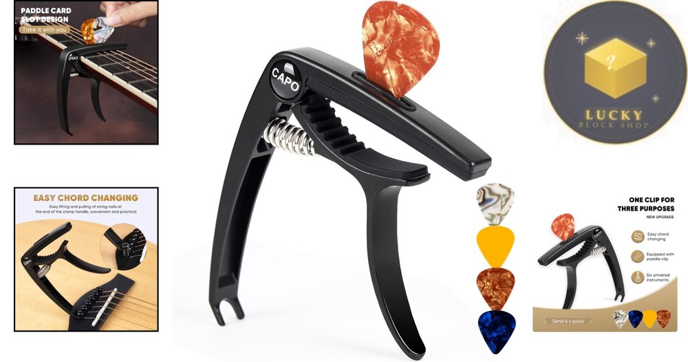 Precision 6-String Guitar Capo with Picks - Fast, Durable, and Universal