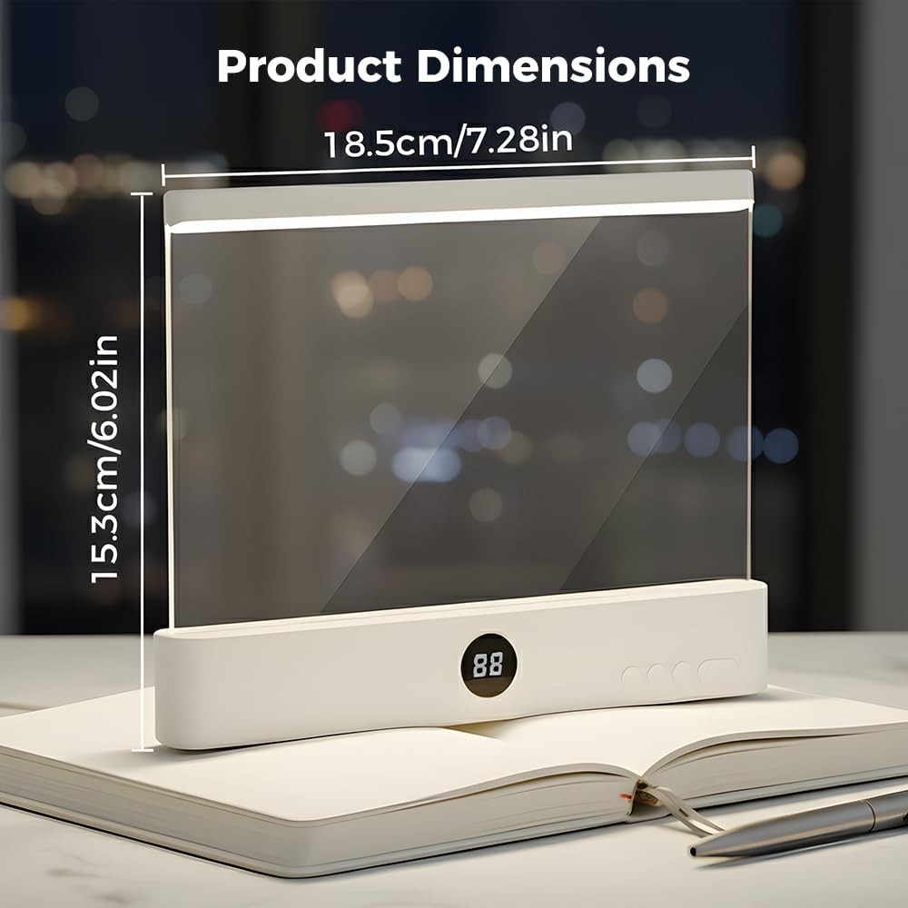 Rechargeable Flat Book Light: Transparent LED, 3 Color Modes, Brightness & Timer