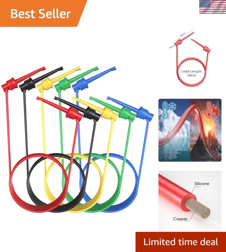 5PCS Dual IC Hook Clips - Flexible Silicon Leads for Electronic Testing