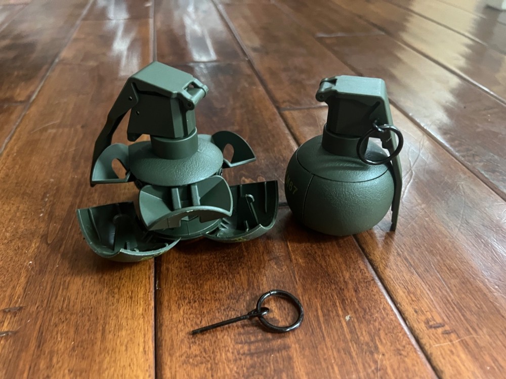 (2) Airsoft Spring Powered Reusable Grenades