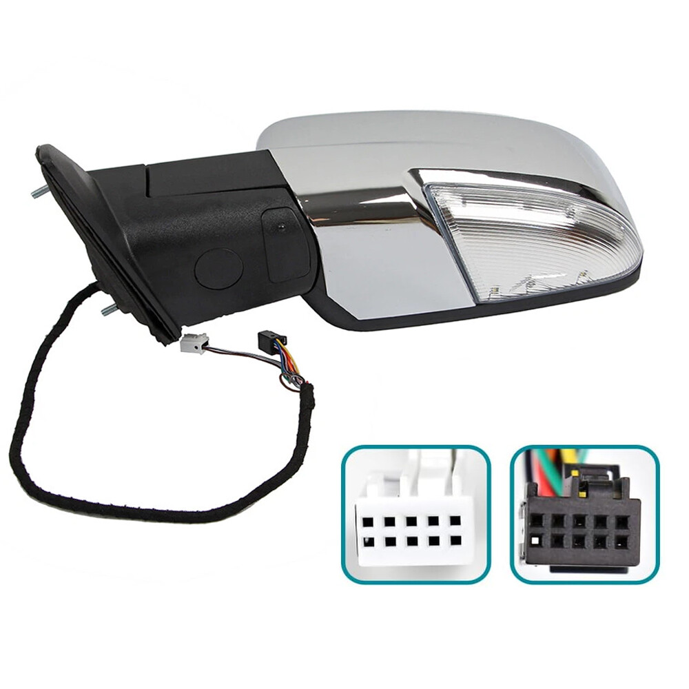Left Side Mirror For 2013-2019 Ram 1500 Chrome Power Fold +Heated +Temper Sensor