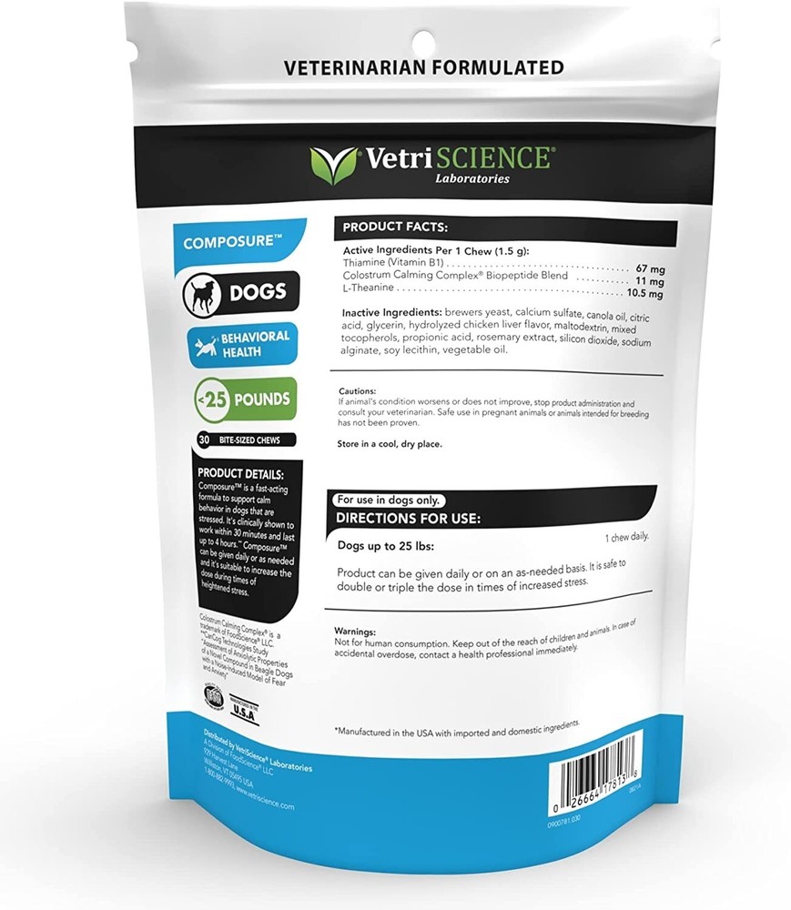 VetriScience Composure Bite-Sized Chews (30 Chews) Set of 3