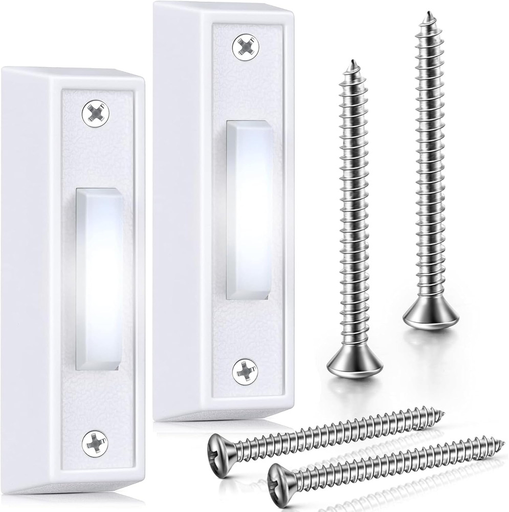 2 Pieces Lighted Doorbell Button, Wired Doorbell Push Button, Replacement Wall M