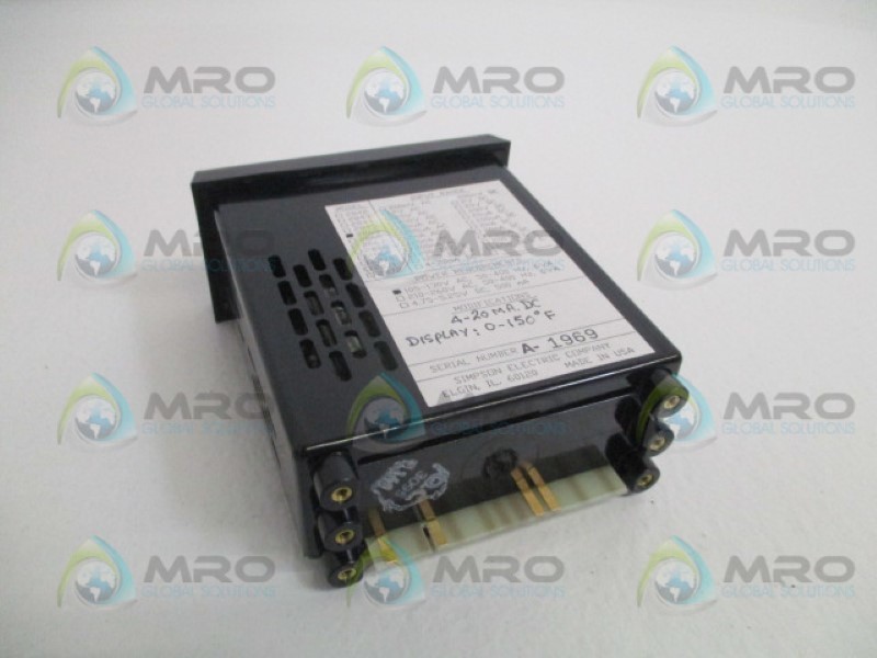 SIMPSON 2865 DIGITAL PANEL METER 4-20MADC 0/150F NSNP&
