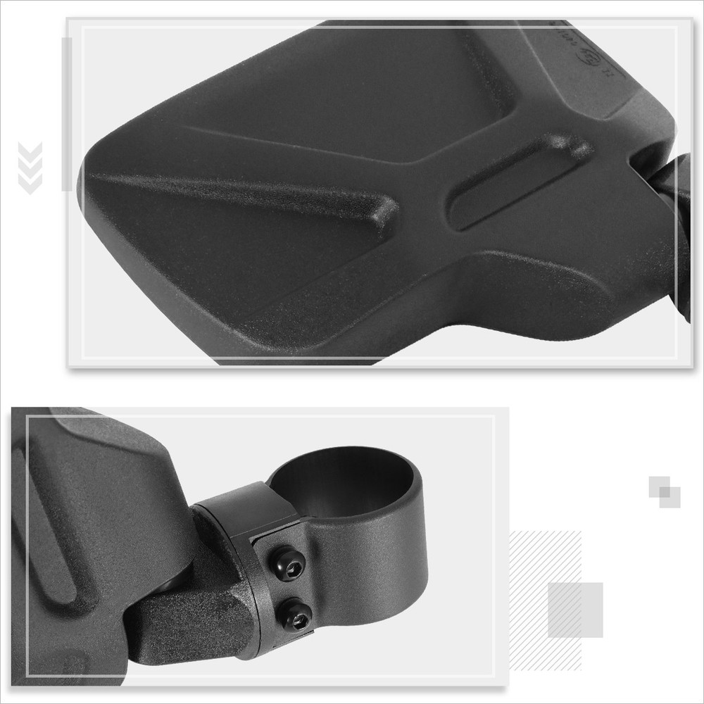 2Pcs Universal UTV Rectangle Roll Cage Bar Mount Convex Sideview Mirrors w/Clamp
