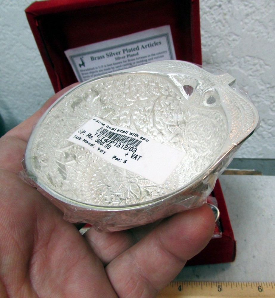 Silver Plated brass Apple bowl & spoon new in original box, great decor items