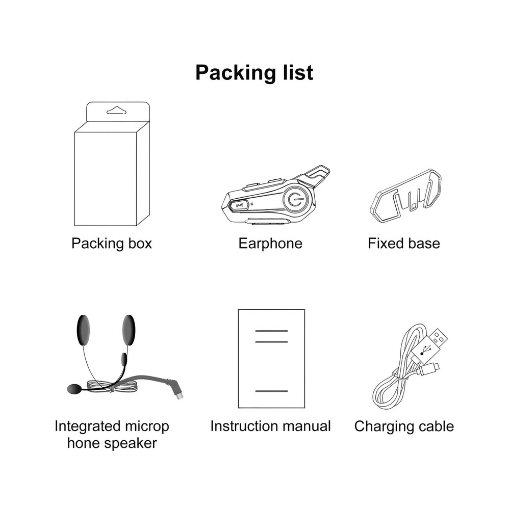 Motorcycle Bluetooth Headset Wireless Helmet Intercom Headphone with CVC Nois...