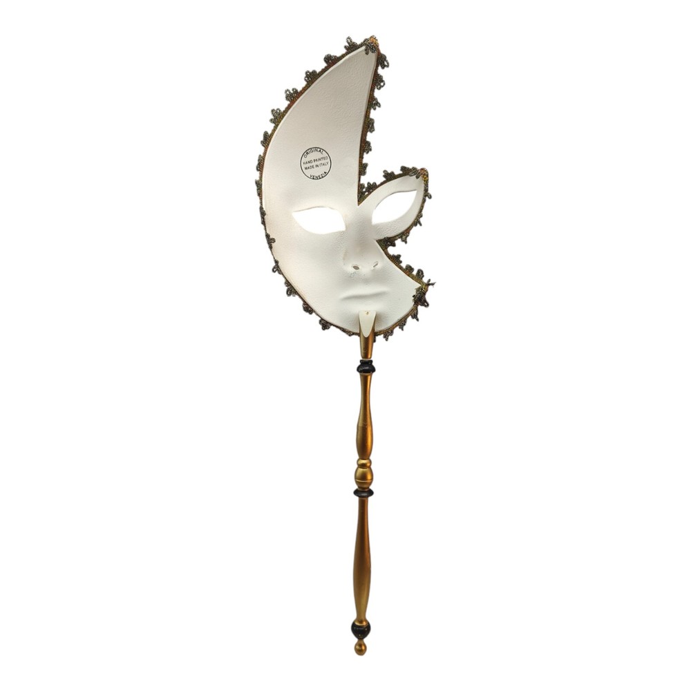 Mask Venice Stick Moon Carnival Black