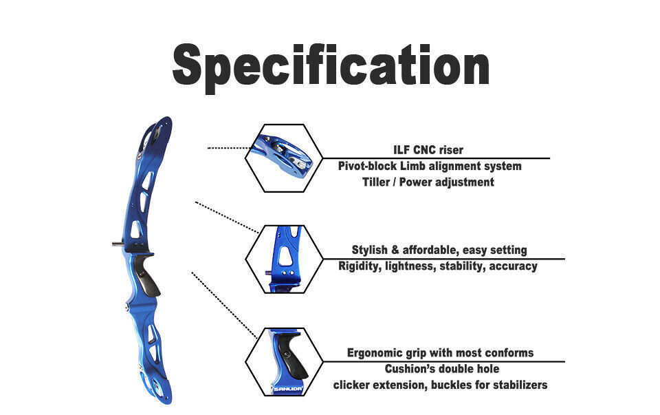 X9 25''Intermediate Recurve Bow Riser ILF Riser Target Bow Riser Shooting Hunt