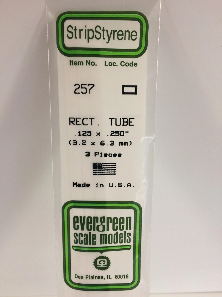Evergreen 257 Rectangular Tube .125 X .250 x 14" (3)