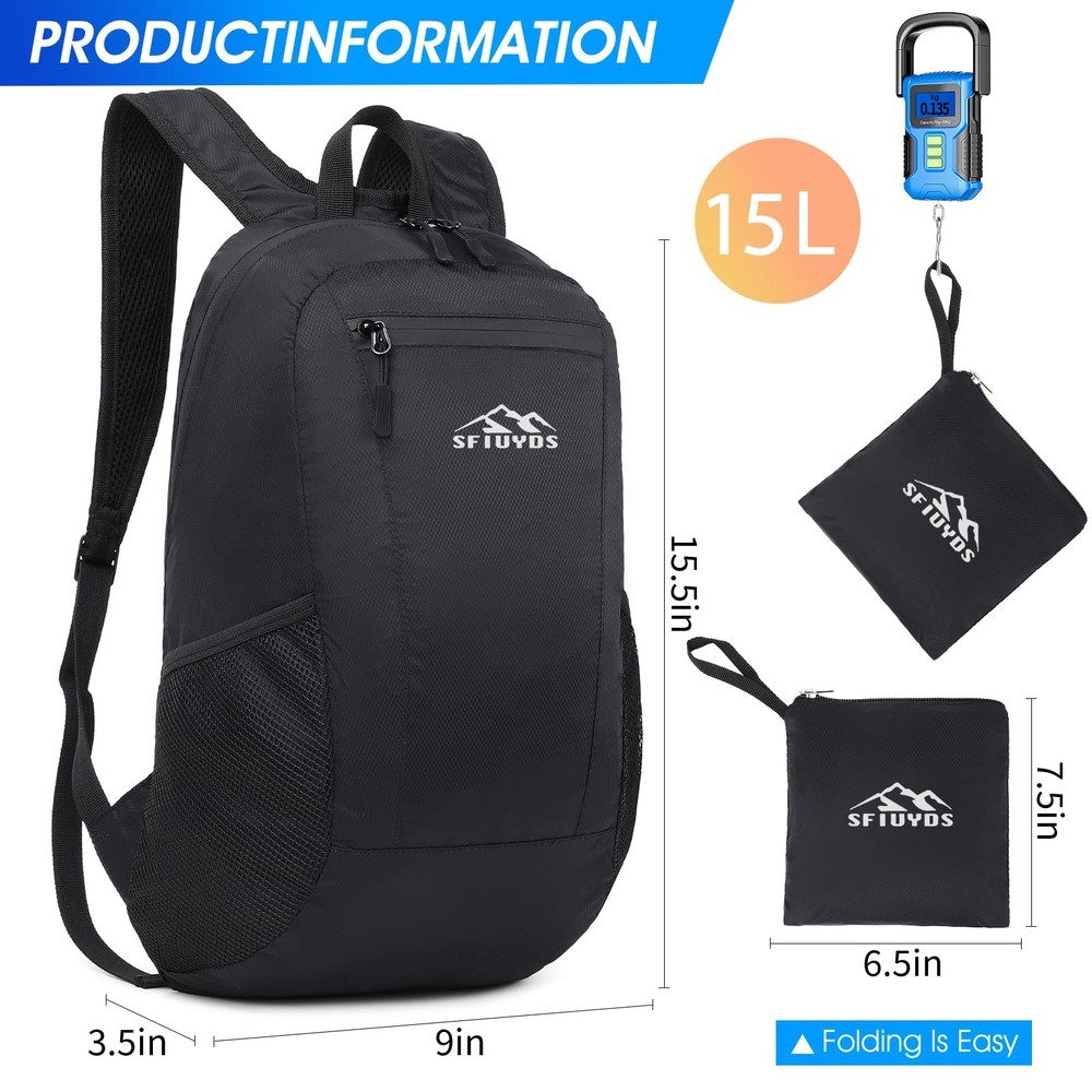 Lightweight Hiking Backpack SmallWaterproof Hiking DaypackFoldable Backpack f...