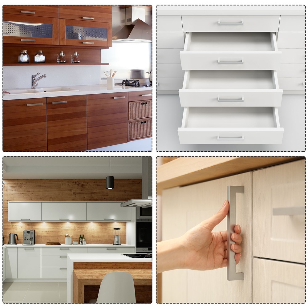 30 Pack Square Bar Drawer Handles, 4" Hole Center Kitchen Cabinets Pull, Black