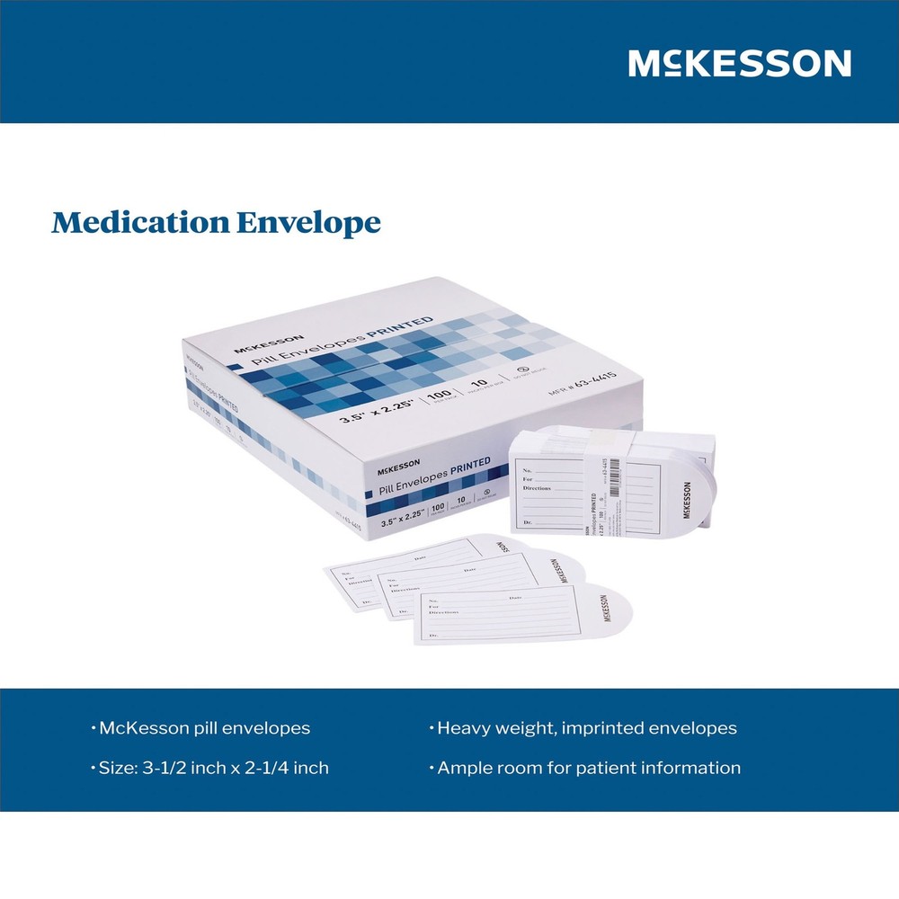 McKesson White Medication Envelope 63-4415 100 per Pack