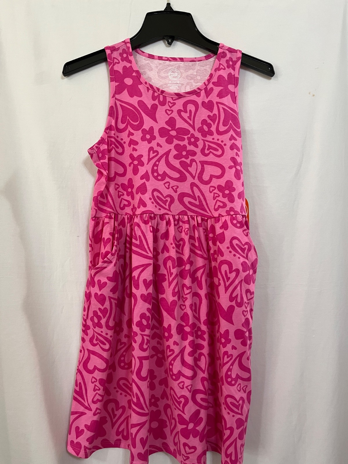 Wonder Nation Pink Hearts Tank Dress Girls Play With Pockets Many sizes NEW
