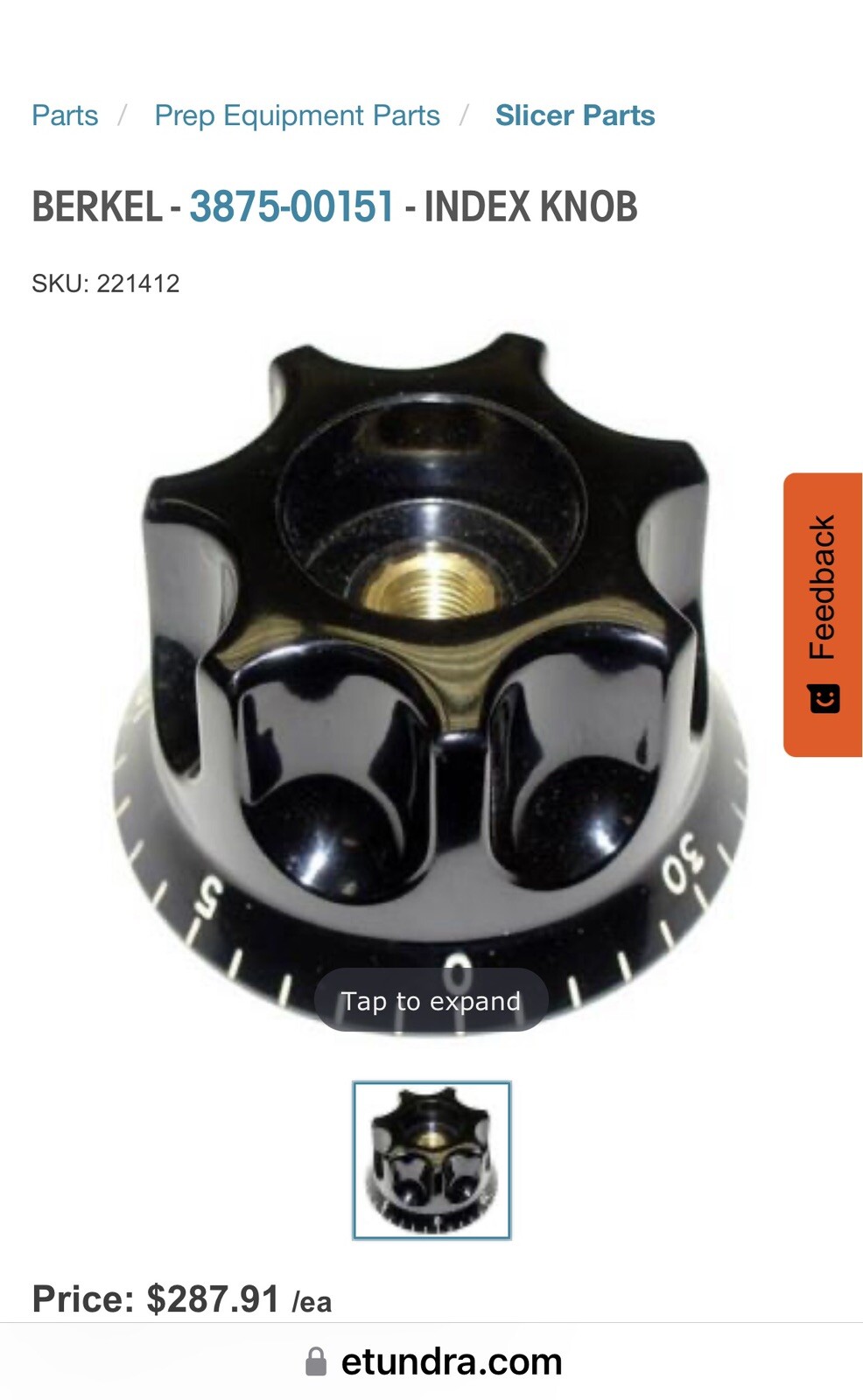 Berkel Slicer Model 818 P/N 4675-00336 & 3875-00151 Worm Index & Knob