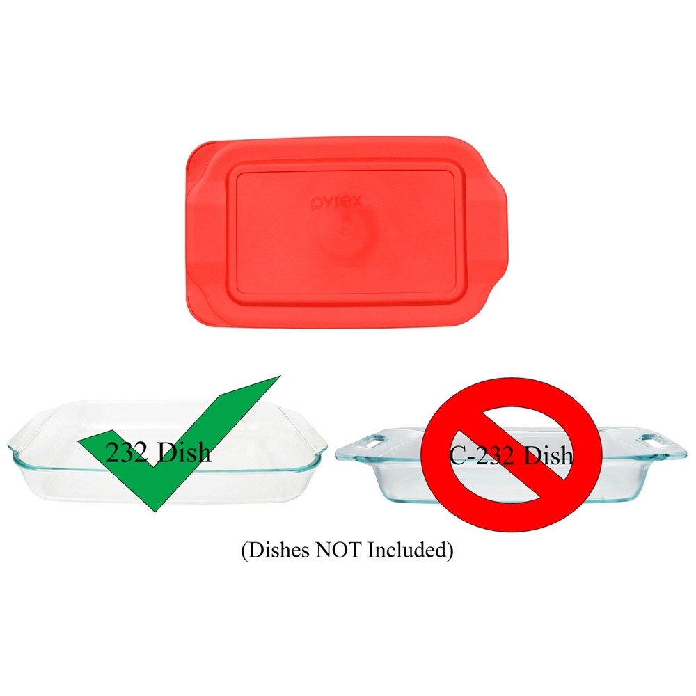 Pyrex 232-PC Red Rectangle Plastic Food Storage Replacement Lid Cover