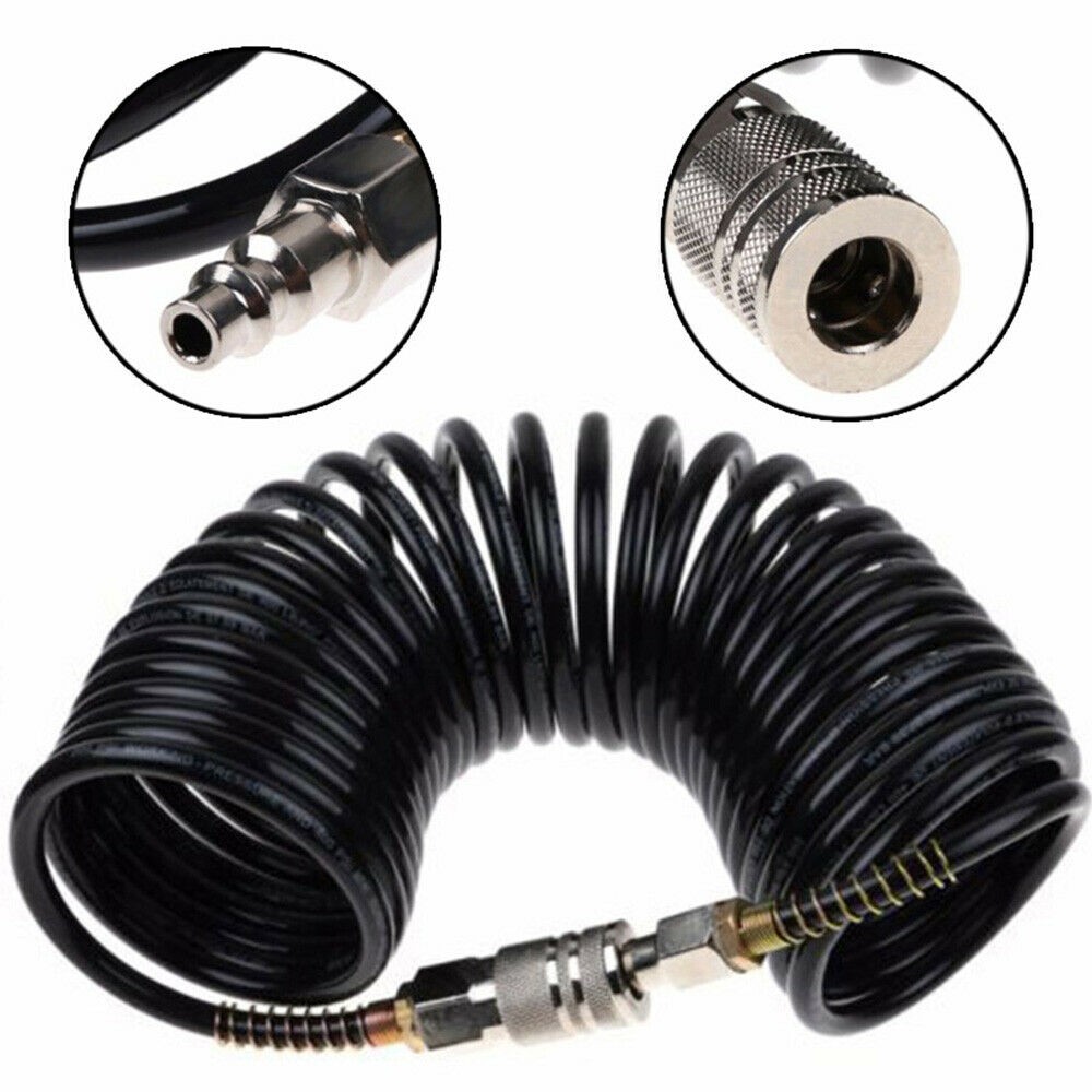 Heavy Duty Recoil Air Hose 25ft 1/4" Flexible Compressor Quick Coupler 200PSI