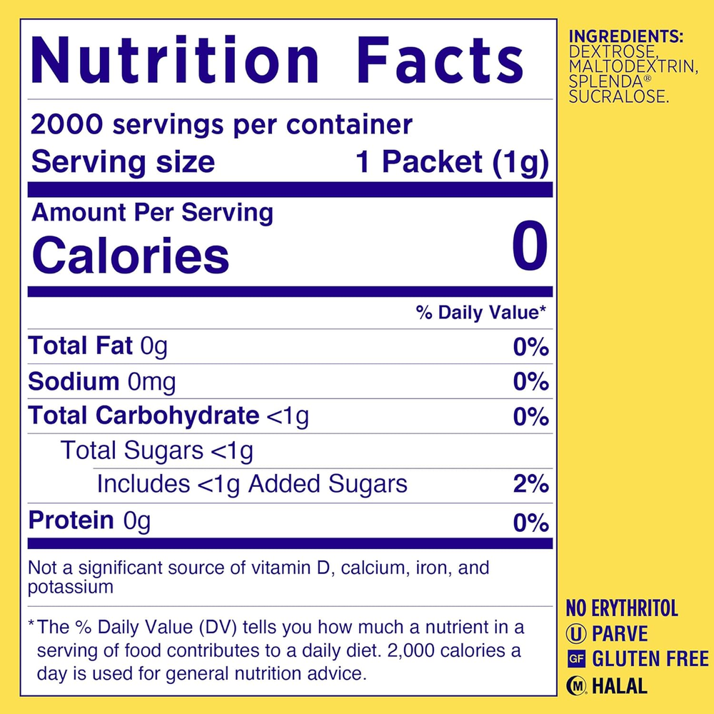 SPLENDA Zero Calorie Sweetener, 2000 Count Packets