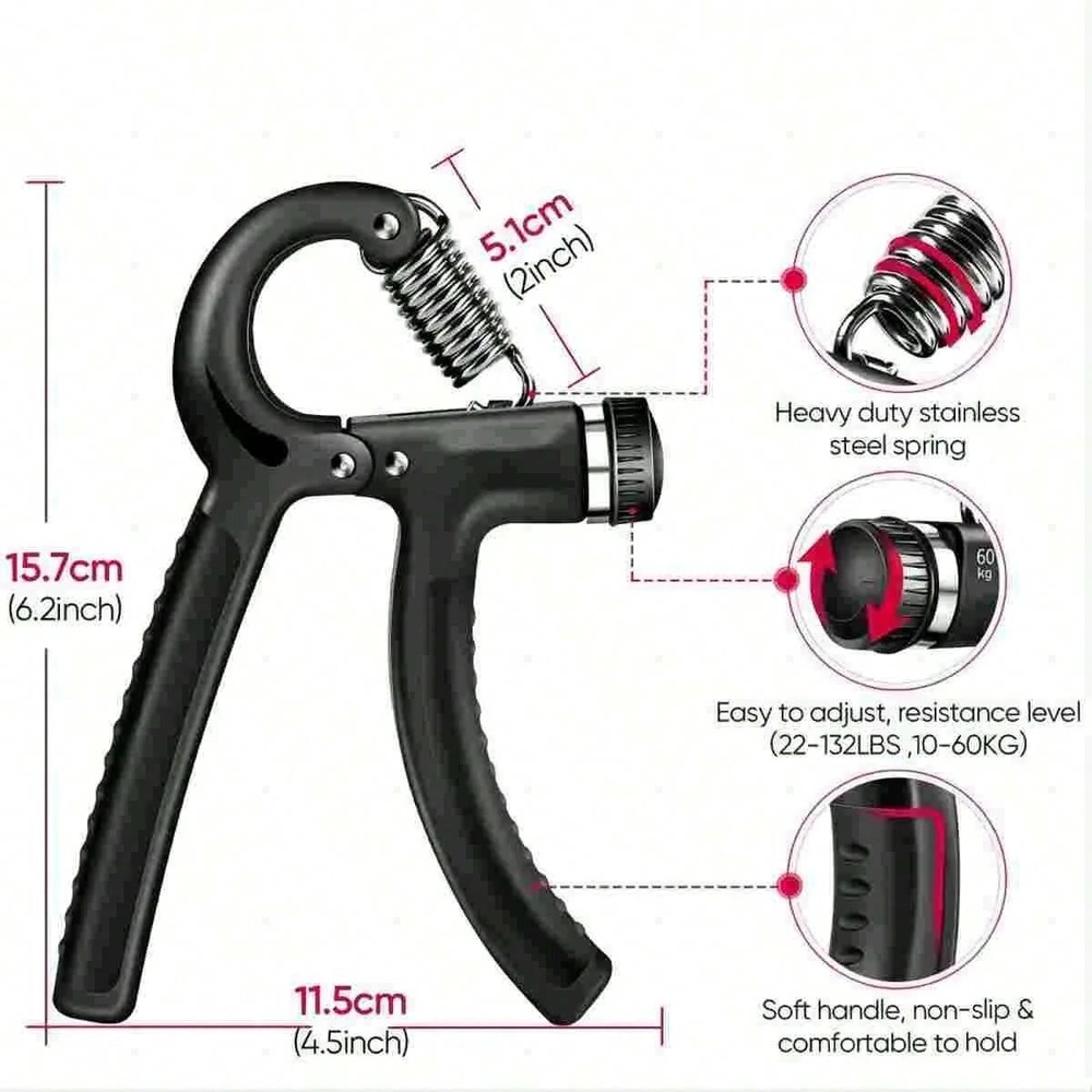 5-Pack Hand Grip Kit - Adjustable Trainer with Grip Ring, Ball