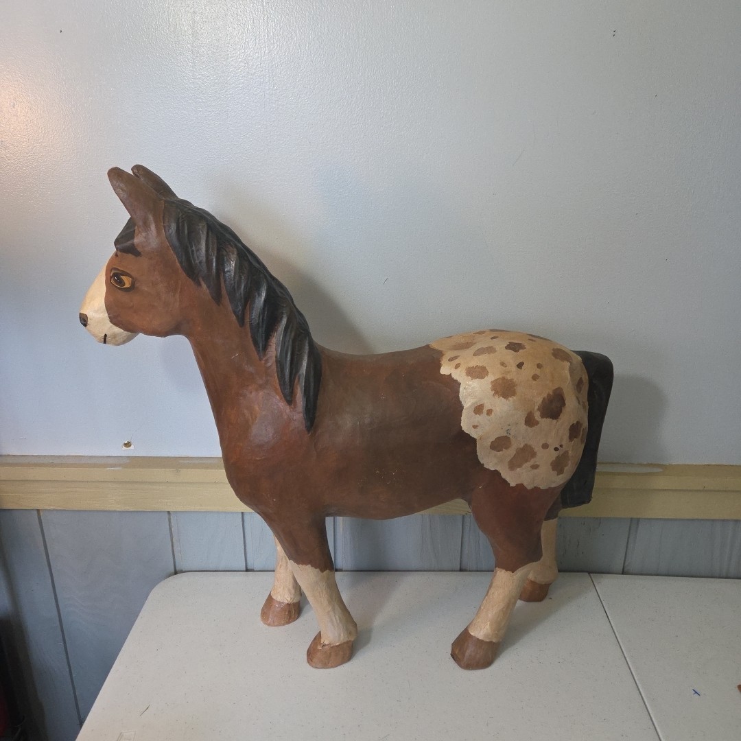 Vintage Paper Mache Spotted Blanket Appaloosa Horse Statue Indian Native
