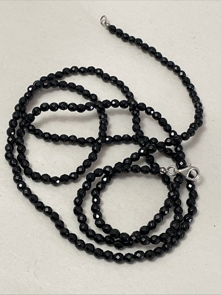 925 Stone Bead Necklace 36” Long