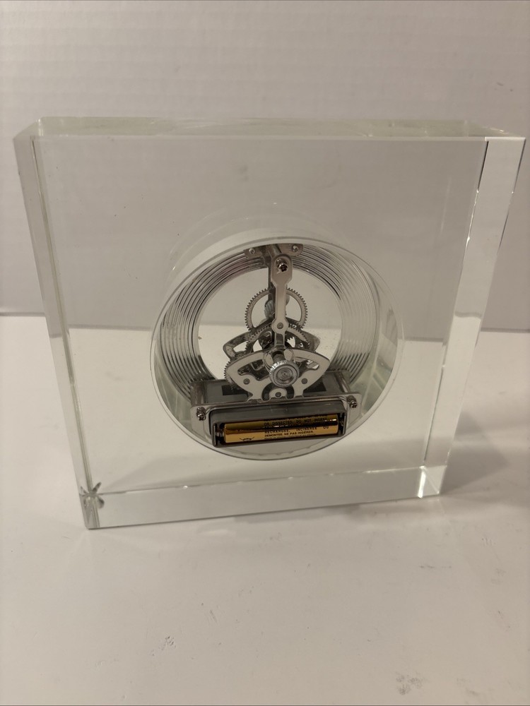 Skeleton Desk Mantel Clock Heavy Glass Casing