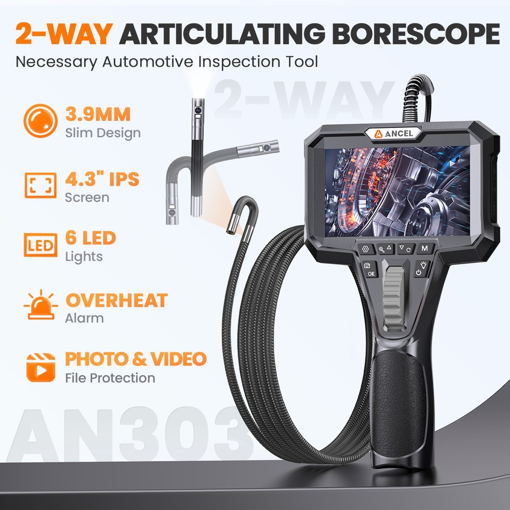 Endoscope Camera 4.3inch Screen 1080P Inspection Camera Borescope Articulating