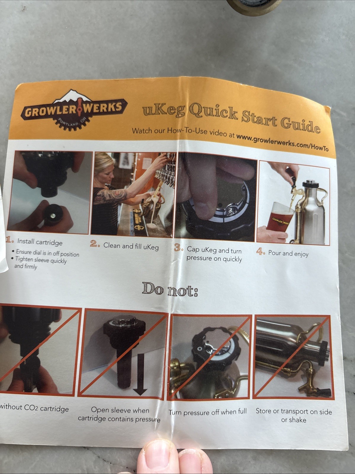 Growler Werks uKeg 64 oz Stainless Steel & Brass Beer Growler -