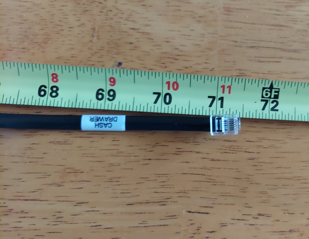 6-pin Black Printer to Cash Drawer Kick Cable Cord Fits Square 37965600 CD3