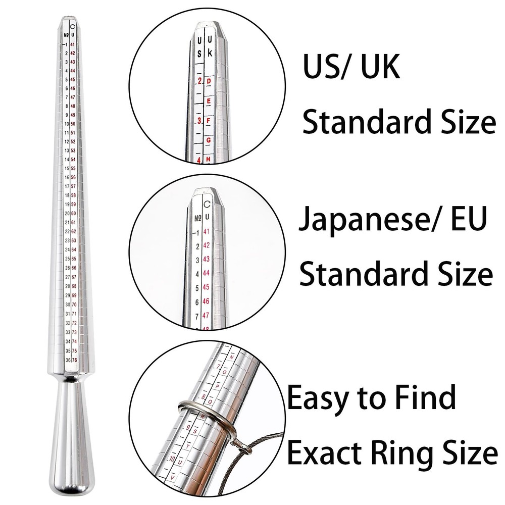 TOPZEA Jewelry Ring Sizer Tools Including Mandrel Sizer, Multi-color
