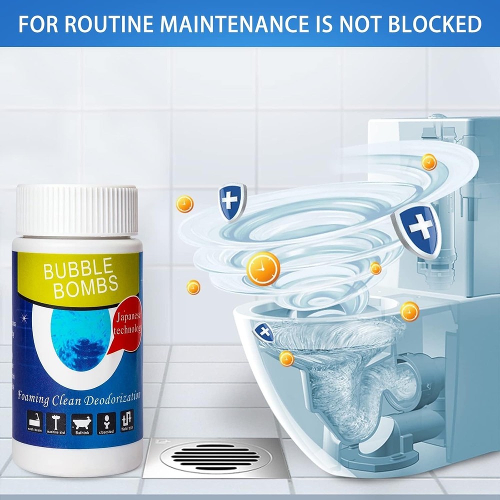 2 Pcs Magic Bubble Bombs Drain Cleaner - Fast Foaming Pipe Cleaner Powder