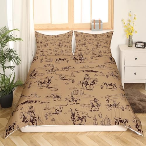 Kids Wild West Cowboy Bedding Set Size Western Decor Duvet Cover Full Multi 03