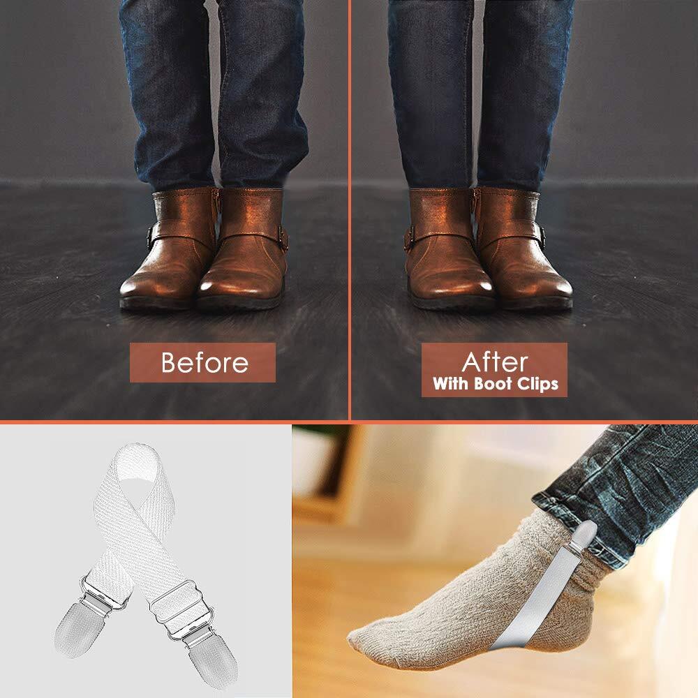 4 Pack Adjustable Elastic Boot Straps Pant Clips Stirrups Leg Straps