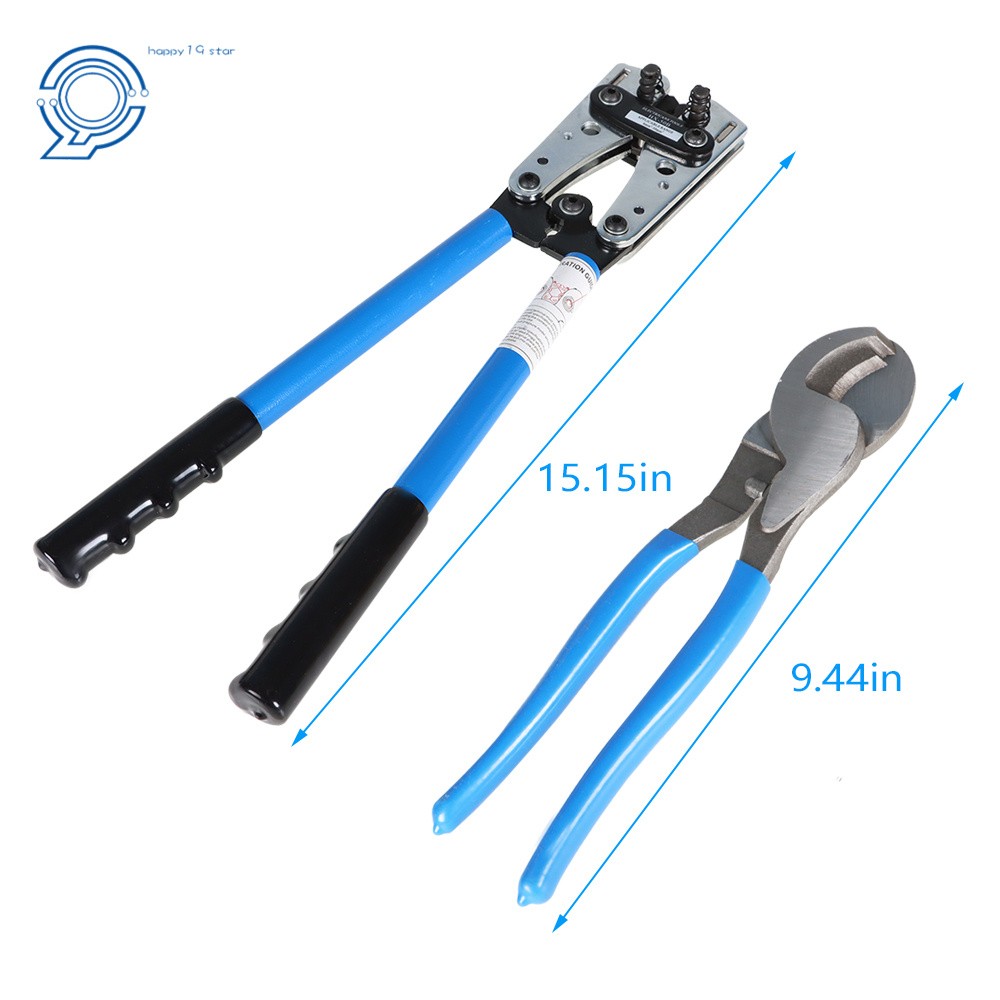 For 10-0 AWG Battery Cable Lug Crimping Tool Wire Crimper + 1 Wire Cutter