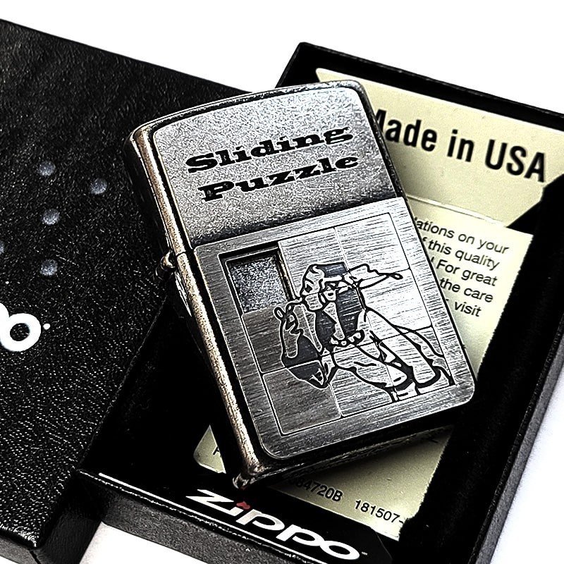 Zippo Windy Puzzle Etching Antique Silver One Sided Processing Lighter Regular