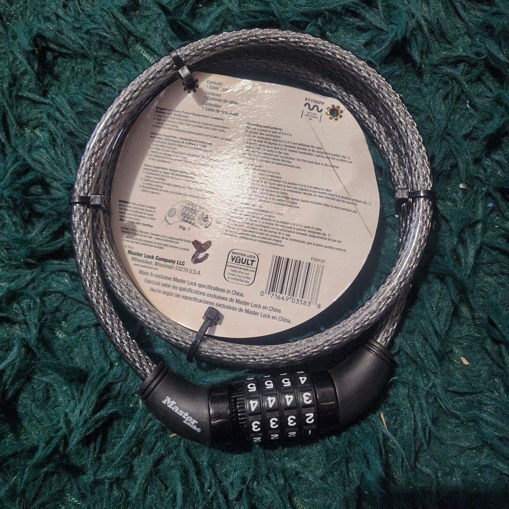 Master Lock 5ft Combination Cable Lock – Heavy Duty Security for Tools & Gear