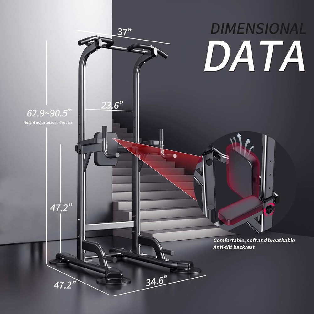 Power Tower Adjustable Height Pull Up & Dip Station Multi