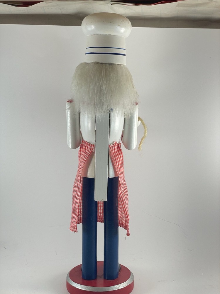 VTG. CHRISTMAS NUTCRACKER Chef - Red/White Apron with Spaghetti /Fork 14"
