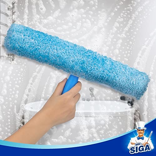Professional Window Cleaning Combo - Squeegee & Microfiber Window 14-inch Blue