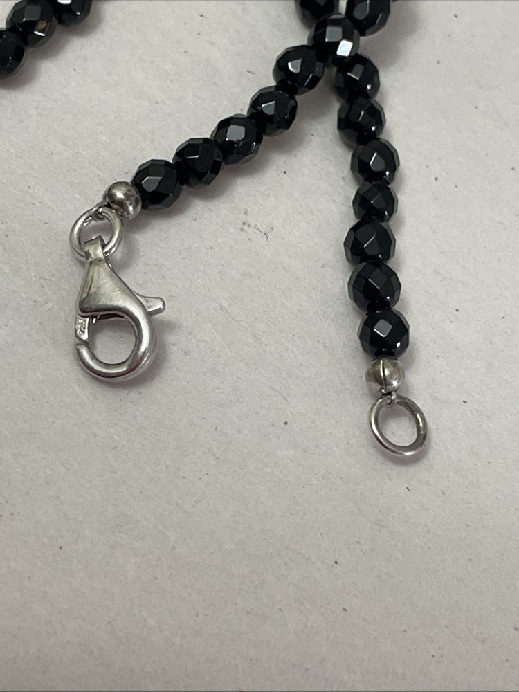 925 Stone Bead Necklace 36” Long
