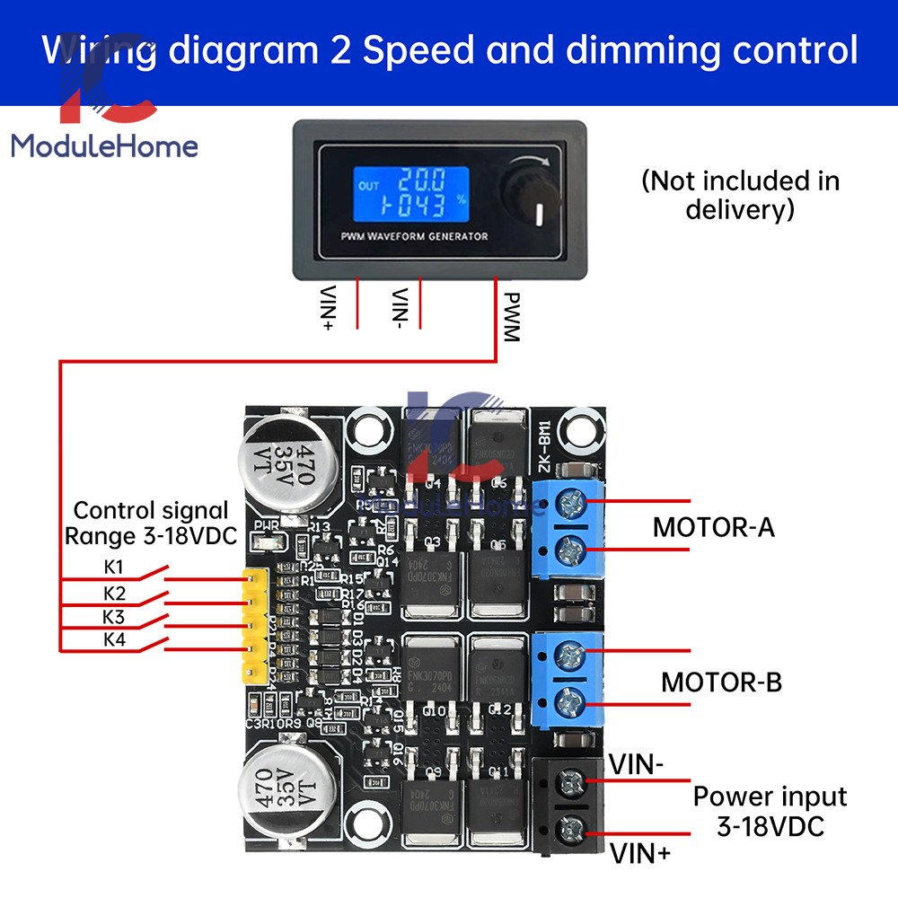 DC 3-18V 10A PWM DC Motor Speed Controller, Forward/ Reverse Motor Driver Module