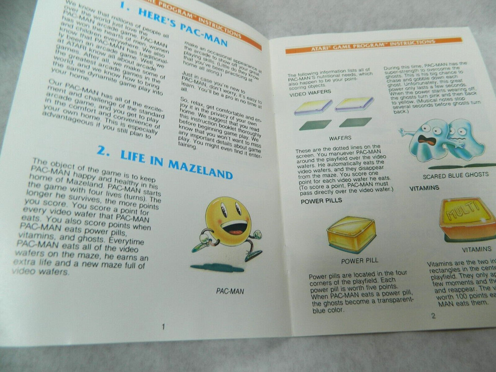 1981 Atari Pac-Man game Instructions CX2646. Sh1