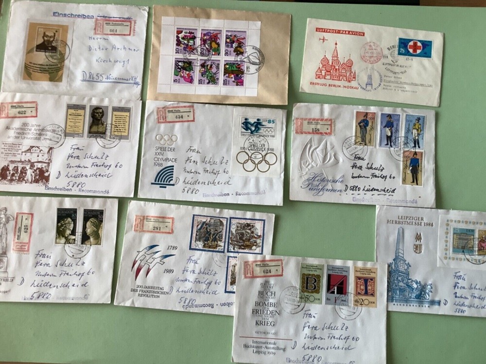 German Democratic Republic postal stamps covers 10 items Ref A1454