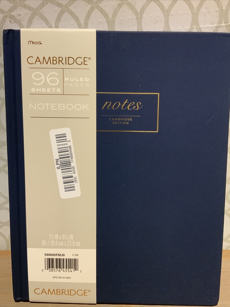 🍒 Lined Journal Work Style Medium Hardcover Casebound Navy- Cambridge