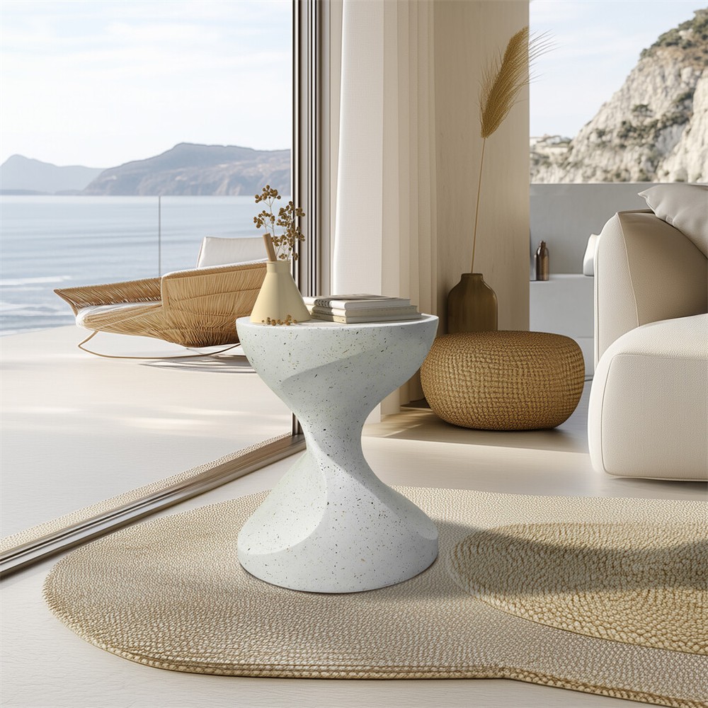 Unique Twisted Shape Lightweight Concrete Side Table Coffee Table Outdoor Patio