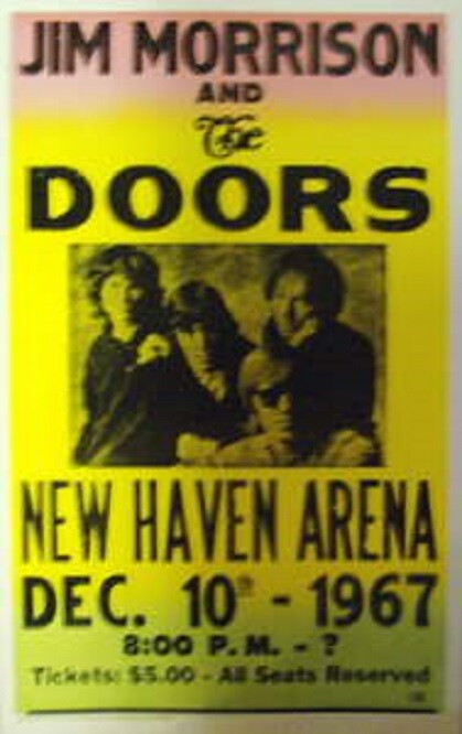 Jim Morrison Doors Concert Poster New Haven Arena 1967 14"x22"