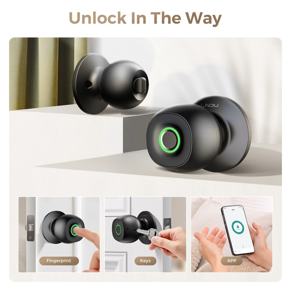 LNDU Smart Door Lock Knob Auto Keyless Entry AntiPeeping Password Handle