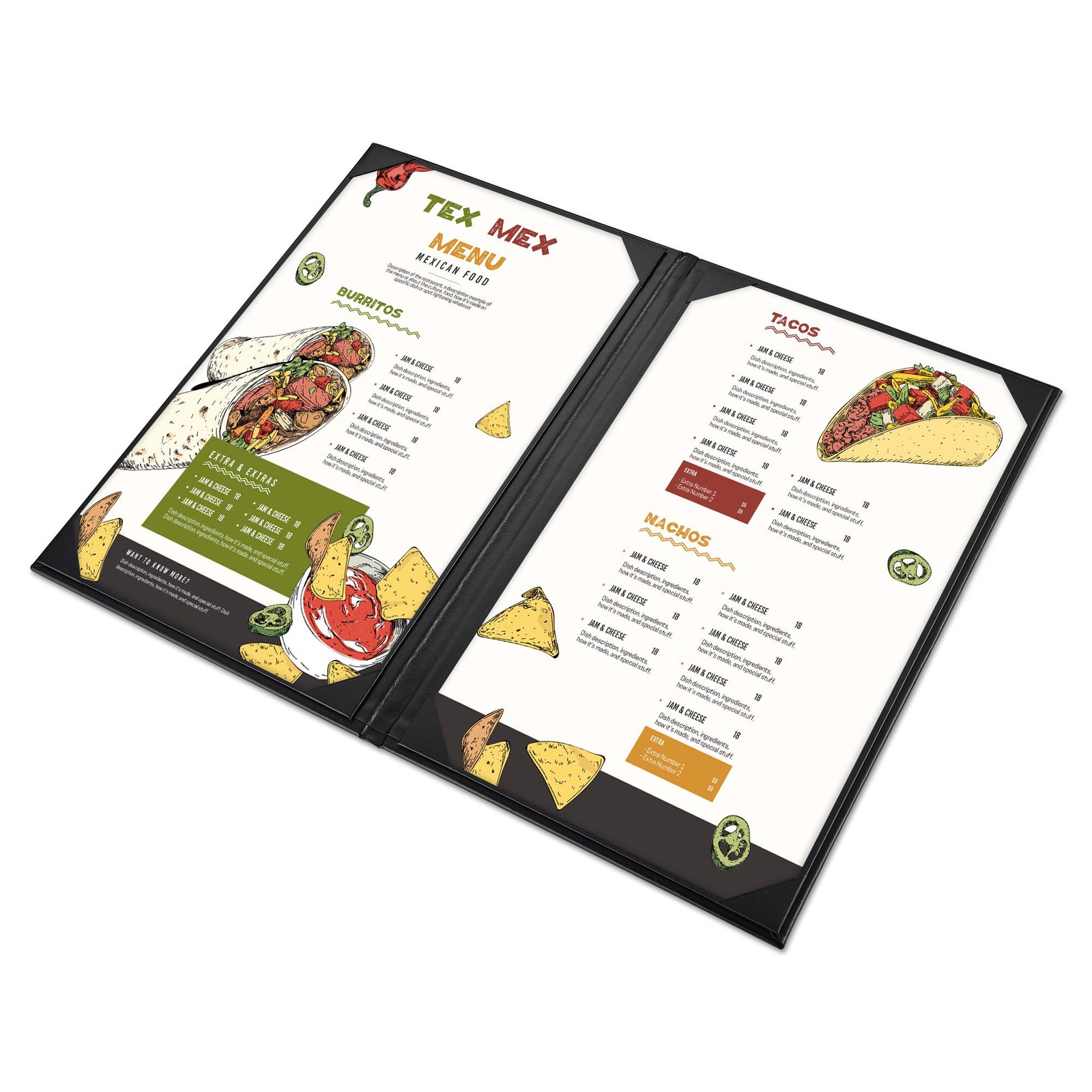WeChef 5 Pack Menu Covers 8.5"x14" 2 Views Faux Leather Cafe Restaurant Bars