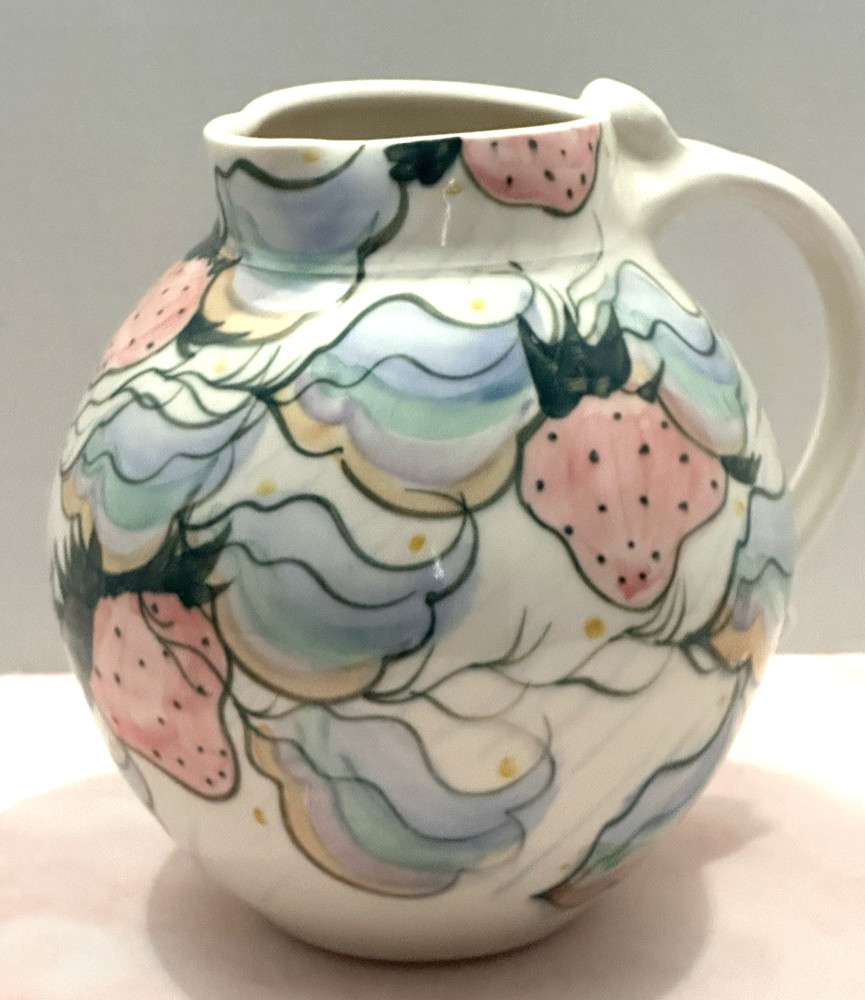 Pitcher Hand Painted with Strawberry’s Decor MCM Pitcher Unbranded