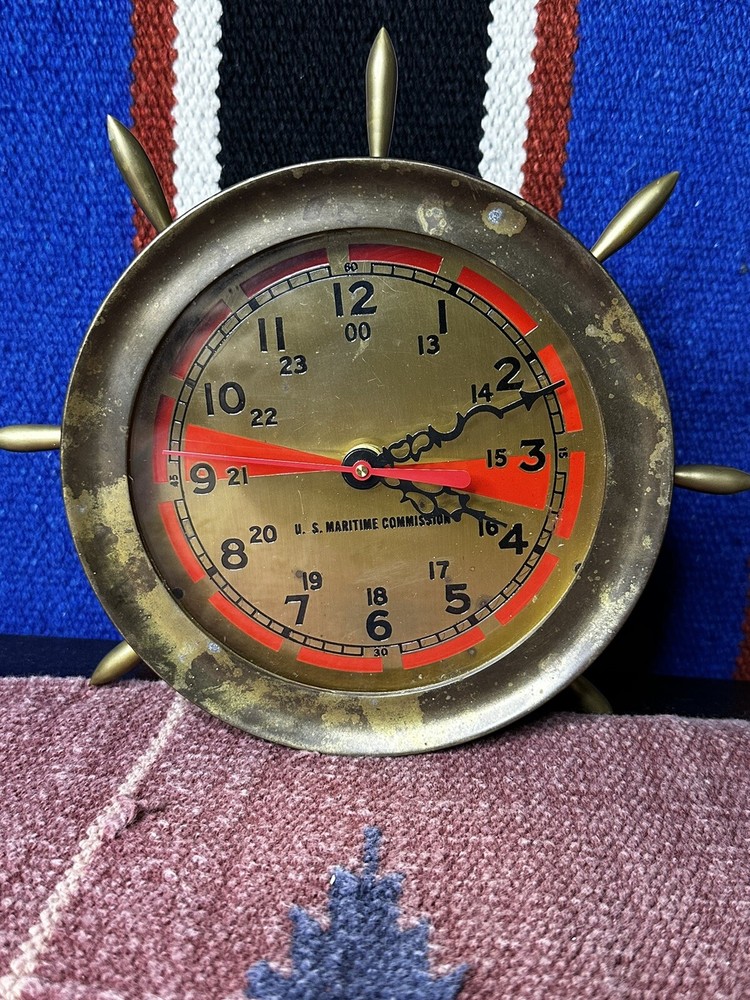 vintage us maritime brass clock